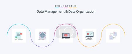 Ilustración de Data Management And Data Organization Flat 5 Icon Pack Including application. update. matrix. ok. checklist - Imagen libre de derechos
