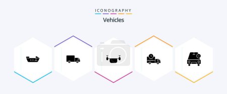 Téléchargez les illustrations : Vehicles 25 Glyph icon pack including delete. truck. drone. rush. delivery - en licence libre de droit
