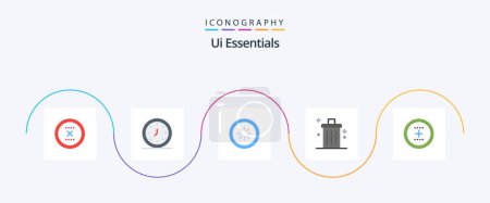 Téléchargez les illustrations : Ui Essentials Flat 5 Icon Pack Including delete. bin. time. loading. connection - en licence libre de droit