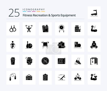 Illustration for Fitness Recreation And Sports Equipment 25 Solid Glyph icon pack including intensity. fitness. gym. fast. shaker - Royalty Free Image