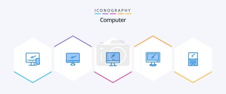 Illustration for Computer 25 Blue icon pack including . . imac. laptop. device - Royalty Free Image