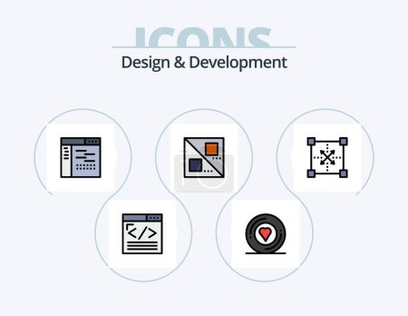 Ilustración de Línea de Diseño y Desarrollo Icon Pack 5 Icon Design. diseño web. pestañas. pegatina. Paga. desarrollo - Imagen libre de derechos