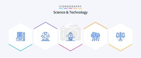 Illustration for Science And Technology 25 Blue icon pack including cloud storage. cloud backup. science. thermal energy. radioactivity - Royalty Free Image