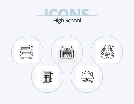 Illustration for High School Line Icon Pack 5 Icon Design. research. atom. learn. tool. pencil - Royalty Free Image