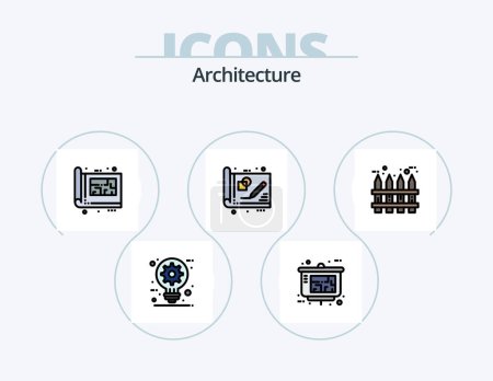 Illustration for Architecture Line Filled Icon Pack 5 Icon Design. labour. architecture. power. tool. compass - Royalty Free Image