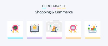 Illustration for Shopping And Commerce Flat 5 Icon Pack Including offer. guaranteed label. cart. badge. pushcart. Creative Icons Design - Royalty Free Image
