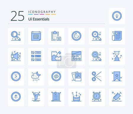 Ilustración de Ui Essentials 25 Blue Color paquete de iconos incluyendo recarga. navegador. Un día. pasta. interfaz - Imagen libre de derechos