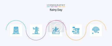 Téléchargez les illustrations : Rainy Blue 5 Icon Pack Including healthcare. tablet. sun. rainy. plant - en licence libre de droit