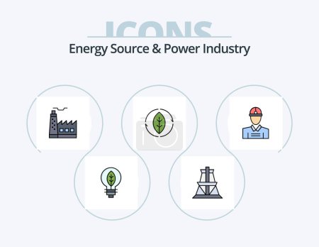 Illustration for Energy Source And Power Industry Line Filled Icon Pack 5 Icon Design. factory. industry. construction. factory. building - Royalty Free Image