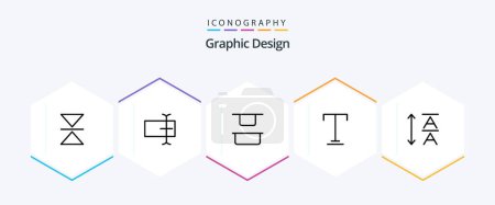 Ilustración de Diseño 25 Paquete de iconos de línea incluyendo. vertical. .. fuente - Imagen libre de derechos