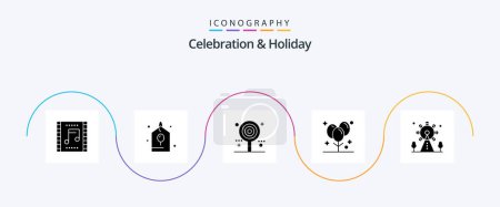 Ilustración de Paquete de iconos de celebración y glifos festivos 5, incluidas las vacaciones. celebración. fiesta. globos. piruleta - Imagen libre de derechos