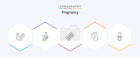 Ilustración de Pregnancy 25 Line icon pack including baby. pregnancy. tube. packet. drugs - Imagen libre de derechos