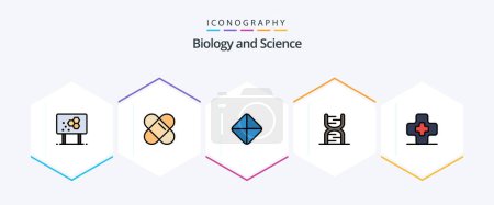 Illustration for Biology 25 FilledLine icon pack including pharmacy. hospital. tablet. genetic. code - Royalty Free Image
