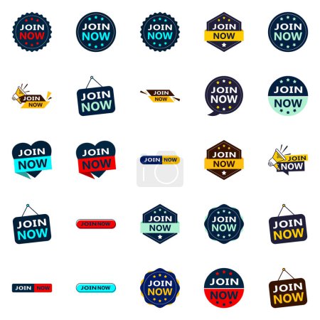 Illustration for Join Now 25 Modern Typographic Elements to encourage membership - Royalty Free Image
