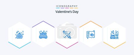 Illustration for Valentines Day 25 Blue icon pack including midi. controller. romance. love. love - Royalty Free Image