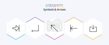 Téléchargez les illustrations : Symbols and Arrows 25 Line icon pack including . . up. import. arrow - en licence libre de droit