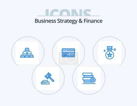 Ilustración de Business Strategy And Finance Blue Icon Pack 5 Icon Design. award. payment. gold. back. card - Imagen libre de derechos
