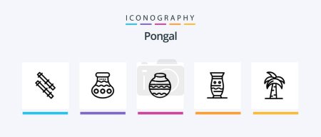 Illustration for Pongal Line 5 Icon Pack Including decorate. ligh. growth. lamp. diwali. Creative Icons Design - Royalty Free Image