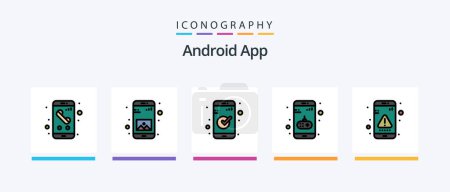 Illustration for Android App Line Filled 5 Icon Pack Including reading. interface. agenda. book. mobile. Creative Icons Design - Royalty Free Image