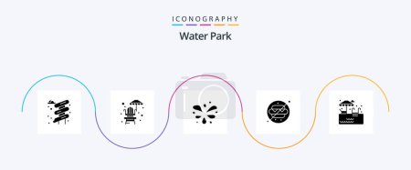 Illustration for Water Park Glyph 5 Icon Pack Including . swimming. garden. park. park - Royalty Free Image