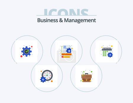 Ilustración de Business And Management Flat Icon Pack 5 Icon Design. gear. seo. case. management. process - Imagen libre de derechos