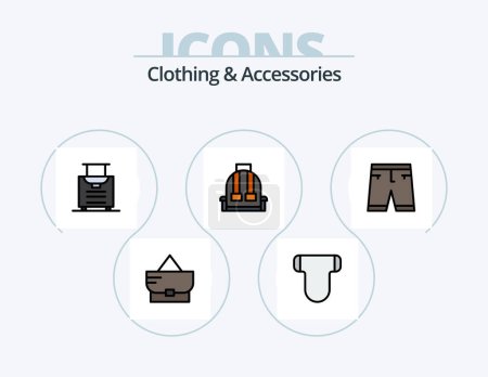 Illustration for Clothing and Accessories Line Filled Icon Pack 5 Icon Design. . wear. accessories. knitted. underwear - Royalty Free Image