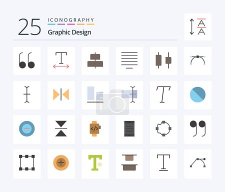 Ilustración de Diseño 25 Paquete de iconos de color plano incluyendo entrada. Punto. Centro. bezier. horizontal - Imagen libre de derechos