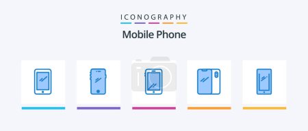 Illustration for Mobile Phone Blue 5 Icon Pack Including .. Creative Icons Design - Royalty Free Image
