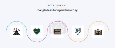 Téléchargez les illustrations : Bangladesh Independence Day Line Filled Flat 5 Icon Pack Including bangla. chat. country. bangladesh. box - en licence libre de droit