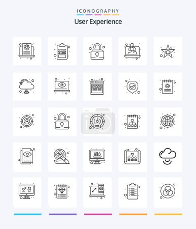Ilustración de Creative User Experience 25 OutLine icon pack  Such As shape. startup. list. rocket. security - Imagen libre de derechos