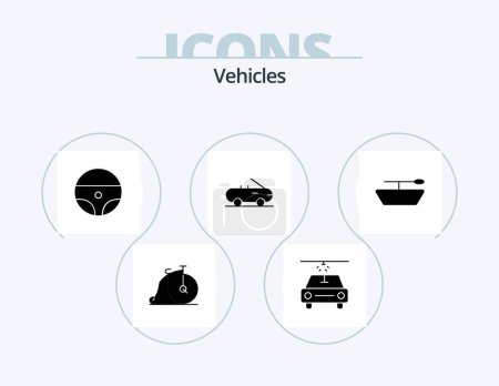 Téléchargez les illustrations : Vehicles Glyph Icon Pack 5 Icon Design. . wheel. - en licence libre de droit
