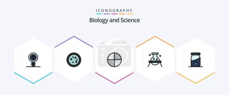 Ilustración de Biología 25 FilledLine paquete de iconos incluyendo laboratorio. química. Laboratorio. Biología. comprimido - Imagen libre de derechos