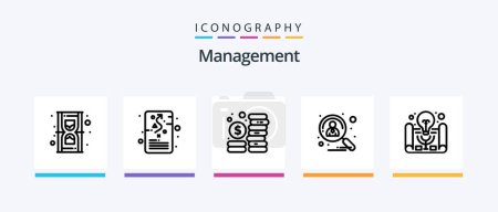 Ilustración de Management Line 5 Icon Pack Including browser. social. business plan. share. scheme. Creative Icons Design - Imagen libre de derechos