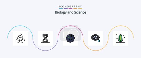 Téléchargez les illustrations : Biology Line Filled Flat 5 Icon Pack Including science. experiment. biology. biology. nuclear - en licence libre de droit