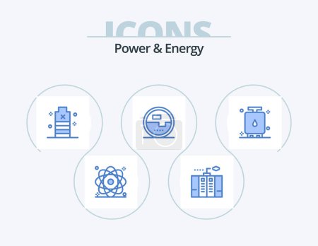 Ilustración de Power And Energy Blue Icon Pack 5 Icon Design. energía. construcción y herramientas. generador. poder. esencial - Imagen libre de derechos