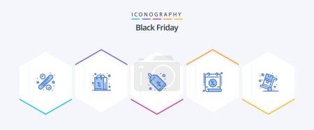 Ilustración de Black Friday 25 Blue icon pack including cyber monday. time. discount. percent. calendar - Imagen libre de derechos