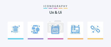 Téléchargez les illustrations : Ux And Ui Blue 5 Icon Pack Including web. hyperlink. interface web element. laptop. development. Creative Icons Design - en licence libre de droit
