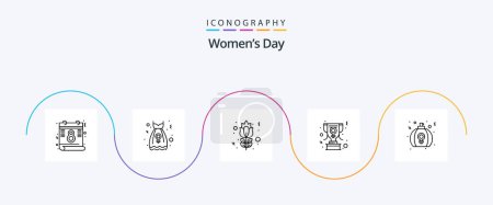 Ilustración de Womens Day Line 5 Icon Pack Including love. day. flower. women sign. award - Imagen libre de derechos