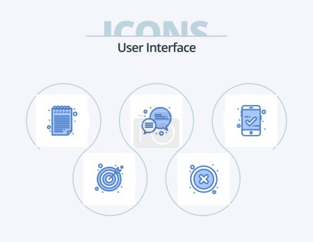 Illustration for User Interface Blue Icon Pack 5 Icon Design. . . pad icon. mobile access. approved - Royalty Free Image