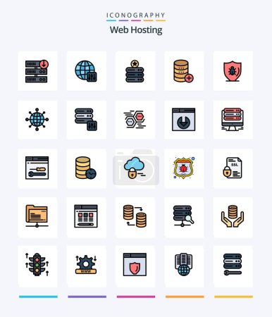 Illustration for Creative Web Hosting 25 Line FIlled icon pack  Such As programing. add. data storage. storage. server - Royalty Free Image
