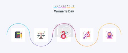 Illustration for Womens Day Flat 5 Icon Pack Including islamic women. arab women. butterfly. venus. sign - Royalty Free Image