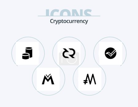 Téléchargez les illustrations : Crypto-monnaie Glyph Icon Pack 5 Icône Design. blockchain . crypto . crypto monnaie. pièce - en licence libre de droit