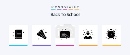 Illustration for Back To School Glyph 5 Icon Pack Including timekeeper. alarm. school. woman. graduation. Creative Icons Design - Royalty Free Image