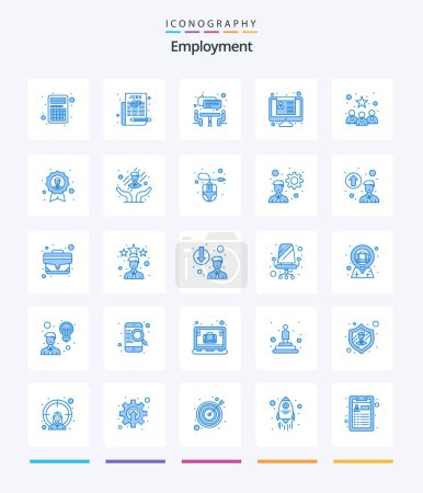 Téléchargez les illustrations : Creative Employment 25 Pack icône bleue Tels que le profil. les affaires. entretien. reprendre. emploi - en licence libre de droit