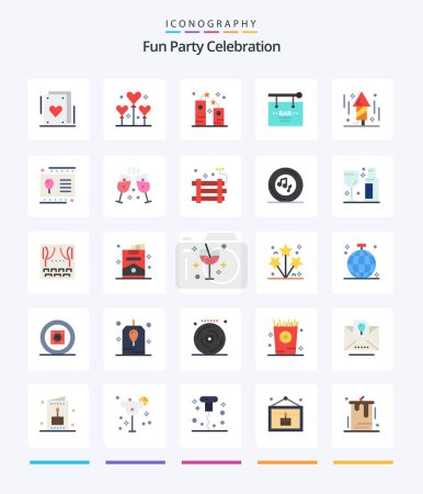 Illustration for Creative Party 25 Flat icon pack  Such As celebration. party. firecracker. celebration. bar - Royalty Free Image