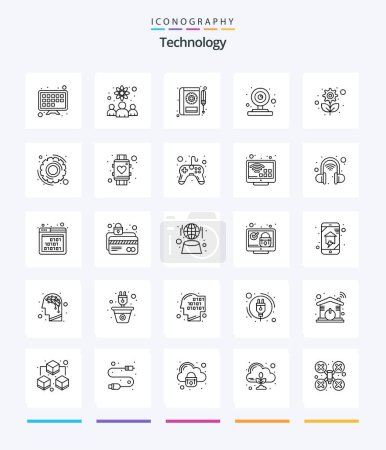Illustration for Creative Technology 25 OutLine icon pack  Such As sustainable. video camera. car. webcam. camera - Royalty Free Image