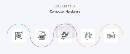 Téléchargez les illustrations : Computer Hardware Line 5 Icon Pack Including hard. hard. extension. drive. hardware - en licence libre de droit