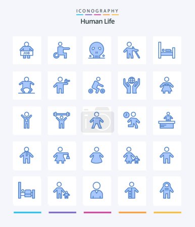 Téléchargez les illustrations : Creative Human 25 Blue icon pack  Such As bed. people. wheelchair. old. skull - en licence libre de droit