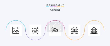 Ilustración de Canada Line 5 Icon Pack Incluido el gobierno. Canadá. mapa. Camino. metal - Imagen libre de derechos