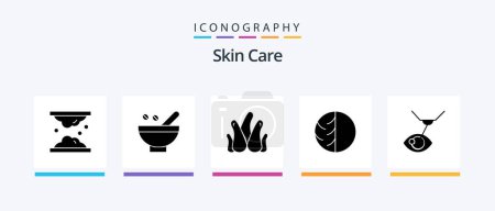 Illustration for Skin Glyph 5 Icon Pack Including dermatology. succulent plant. medicinal herbs. natural. aloe plant. Creative Icons Design - Royalty Free Image